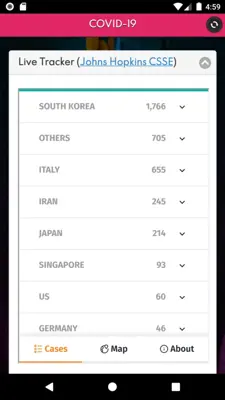 Coronavirus COVID 19 live tracker & symptoms android App screenshot 0