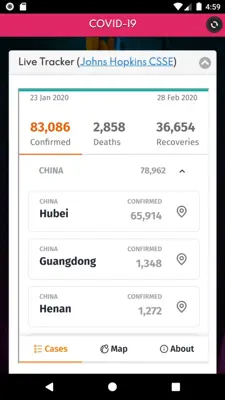 Coronavirus COVID 19 live tracker & symptoms android App screenshot 1